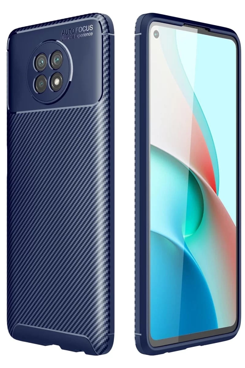 Xiaomi Redmi Note 9 5G Kılıf Auto Focus Karbon Kapak - Lacivert