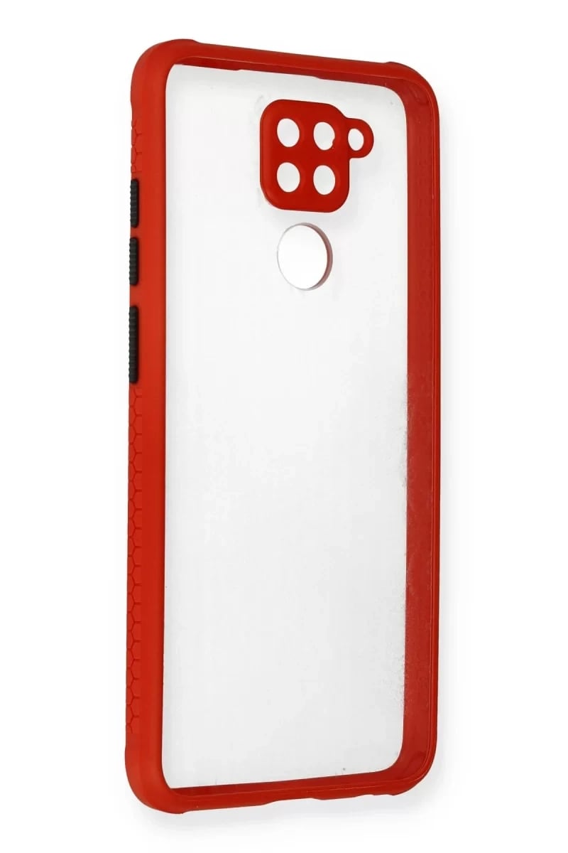 Xiaomi Redmi Note 9 Kılıf Miami Şeffaf Silikon - Kırmızı