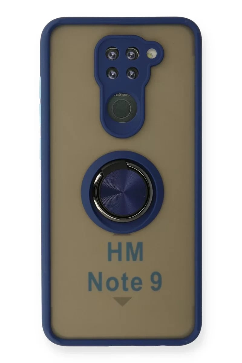 Xiaomi Redmi Note 9 Kılıf Montreal Yüzüklü Silikon Kapak - Lacivert