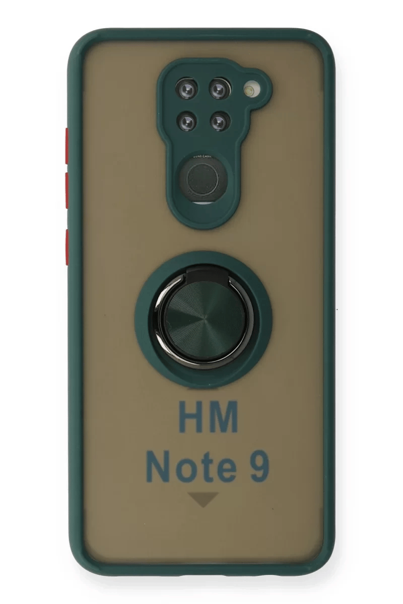 Xiaomi Redmi Note 9 Kılıf Montreal Yüzüklü Silikon Kapak - Yeşil