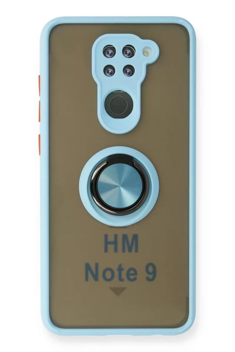 Xiaomi Redmi Note 9 Kılıf Montreal Yüzüklü Silikon Kapak - Buz Mavi