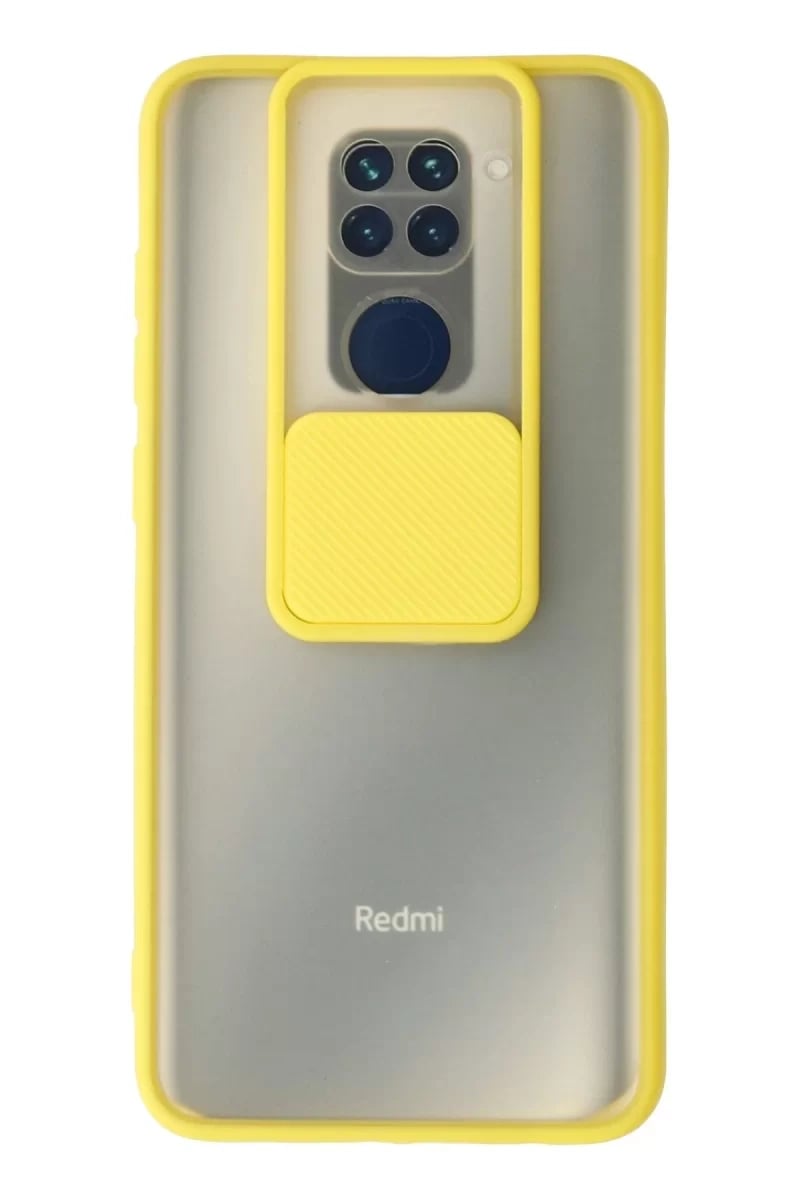 Xiaomi Redmi Note 9 Kılıf Palm Buzlu Kamera Sürgülü Silikon - Sarı