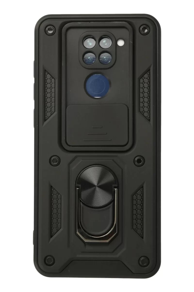 Xiaomi Redmi Note 9 Kılıf Pars Lens Yüzüklü Silikon - Siyah
