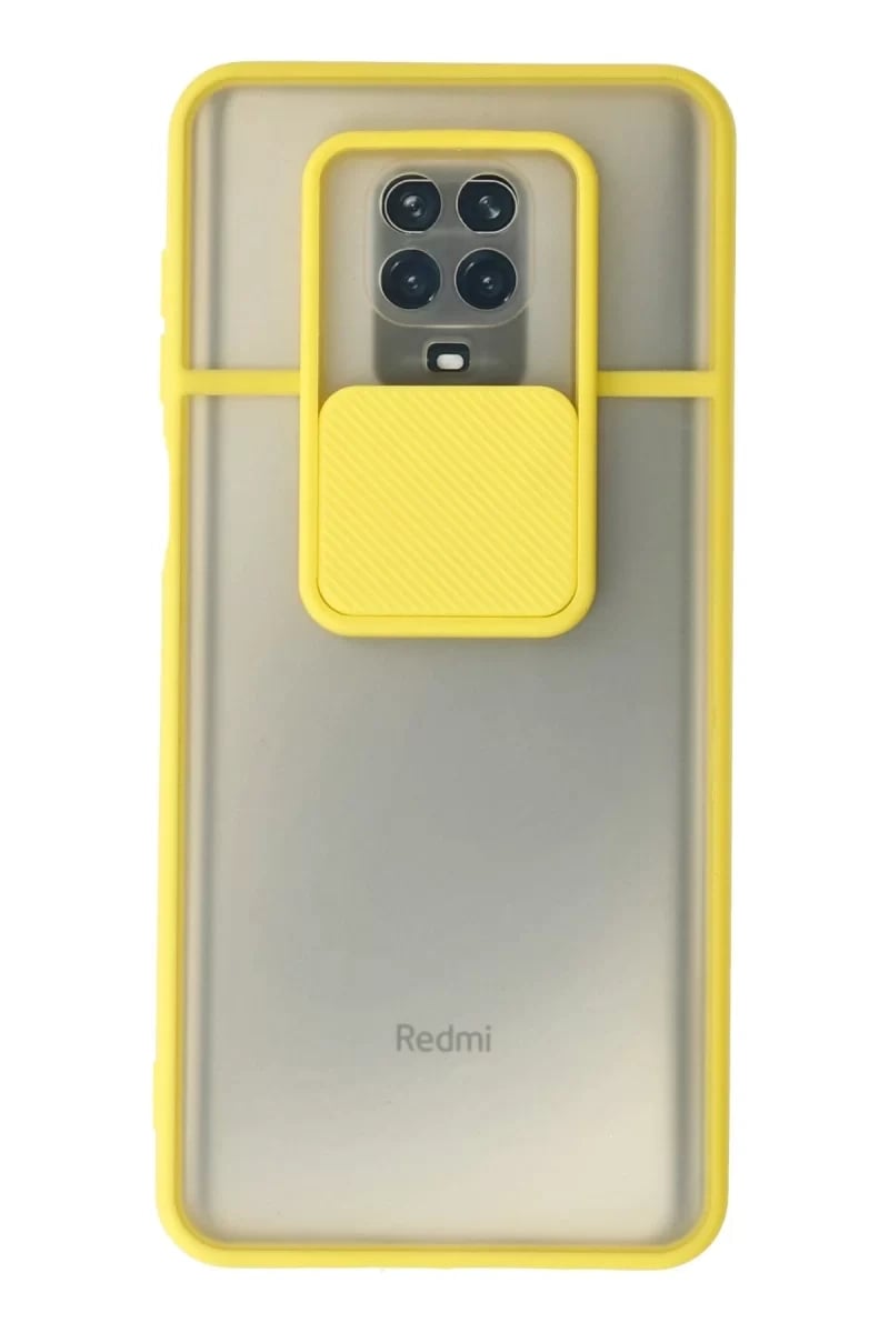Xiaomi Redmi Note 9 Pro Kılıf Palm Buzlu Kamera Sürgülü Silikon - Sarı