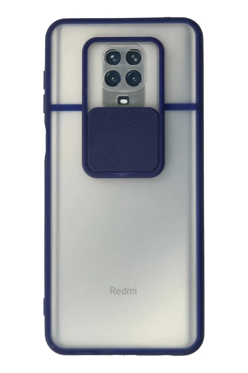Xiaomi Redmi Note 9 Pro Kılıf Palm Buzlu Kamera Sürgülü Silikon - Lacivert