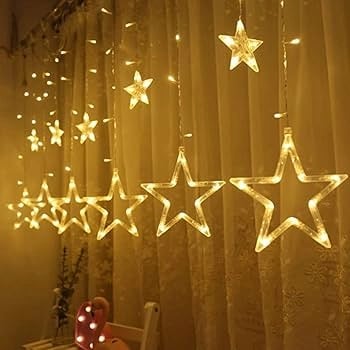 Yıldız Sarkıtlı Perde LED Aydınlatma - 3m Genişlik, 8 Modlu, Günışığı Renk,Ev Süsleme Işığı