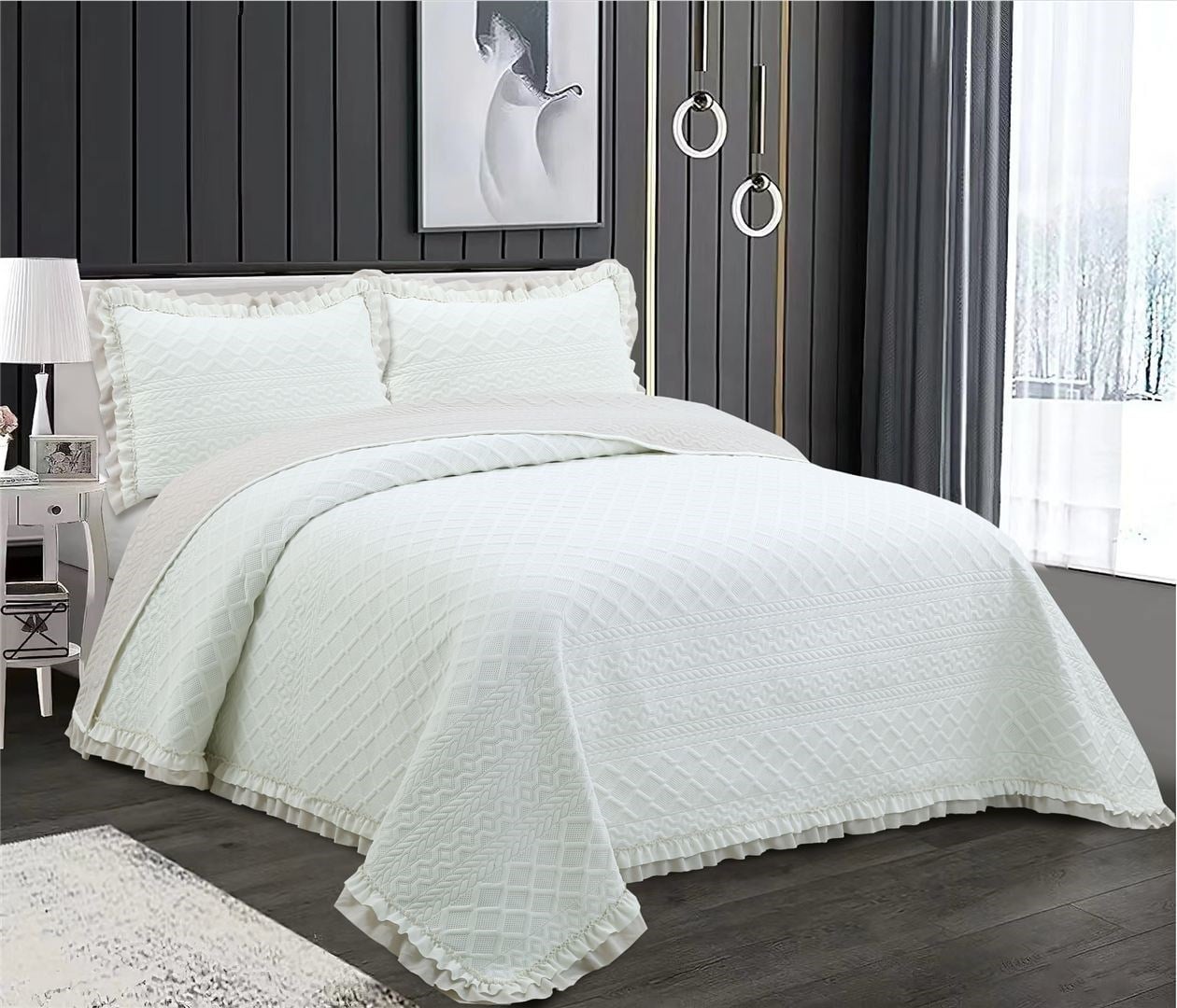 HAZEL WASHED FIRFIRLI ÇİFT KİŞİLİK YATAK ÖRTÜSÜ TAKIMI