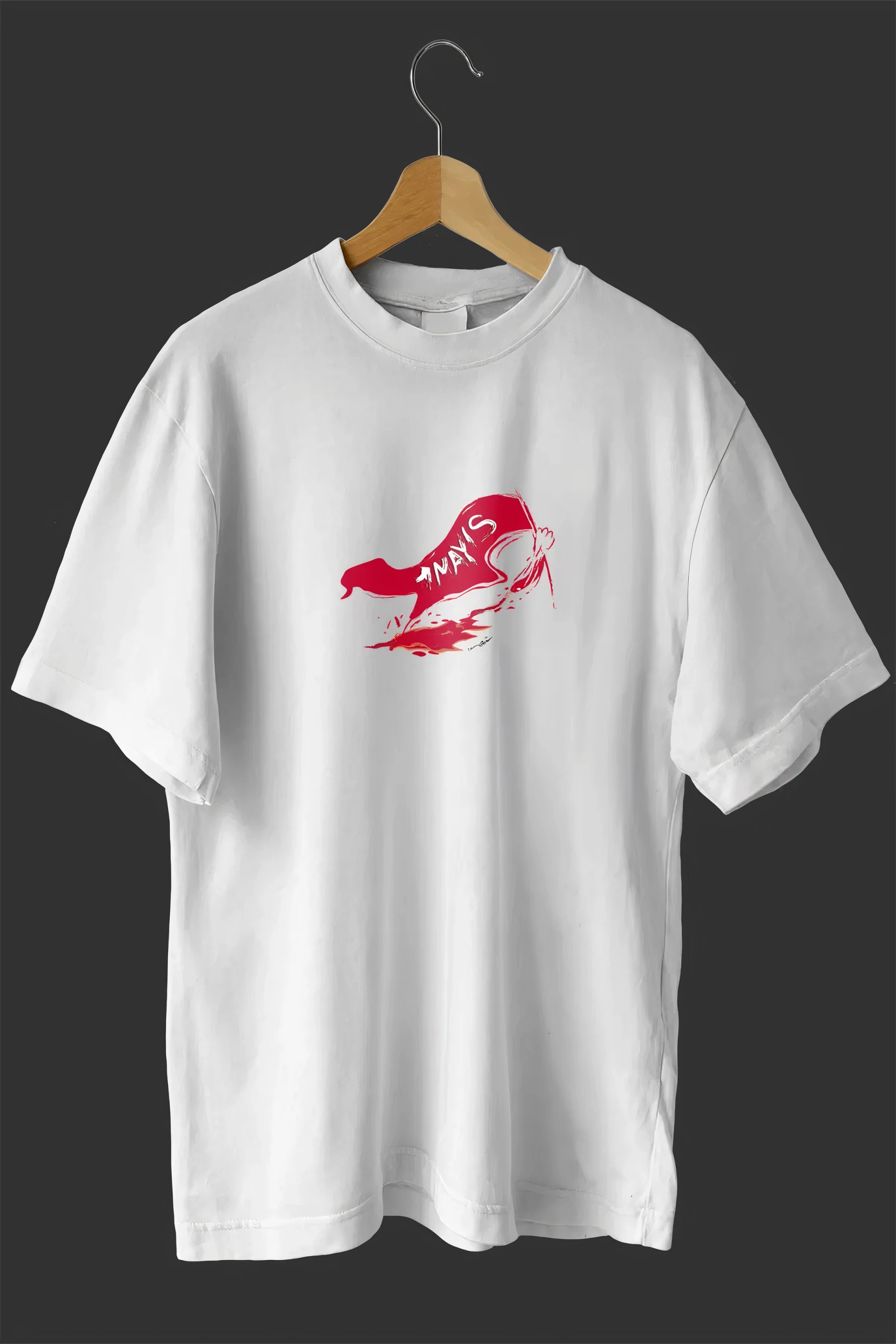 1 Mayıs Emekçiler Günü Baskılı Oversize Bisiklet Yaka T-shirt - Beyaz