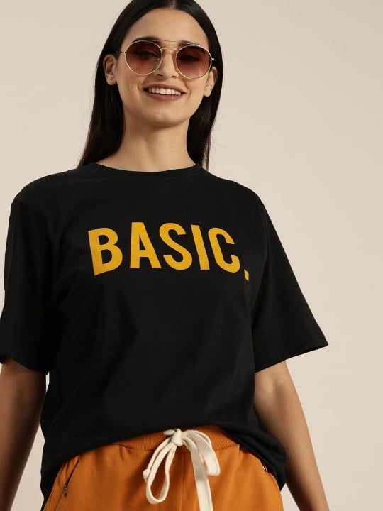 Baskılı Kadın T-shirt - Siyah