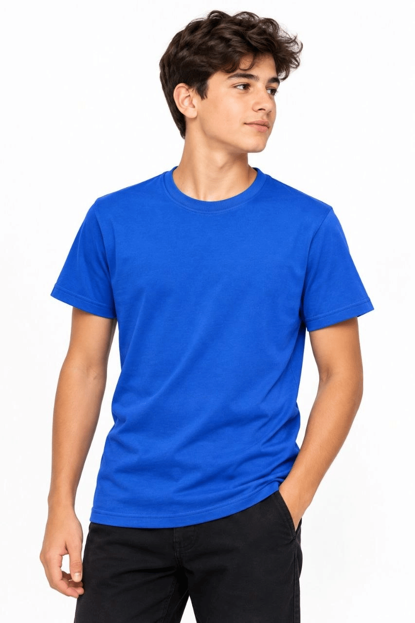 Erkek Çocuk Basic Bisiklet Yaka Kısa Kollu Slim Fit Yazlık Tişört