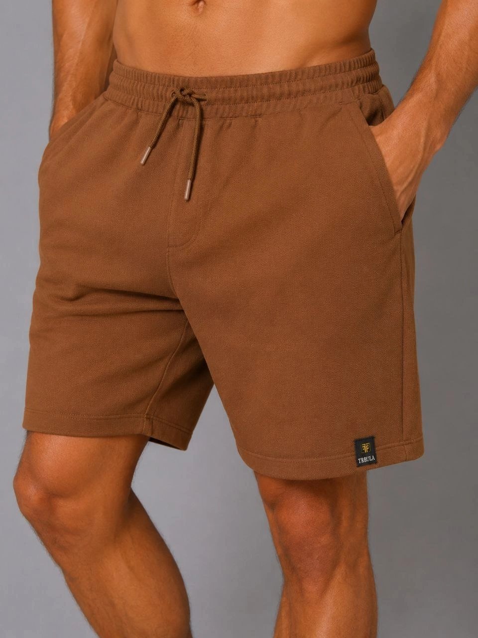 Erkek Dokuma Kumaş Cepli Bağcıklı Regular Fit Yazlık Şort - Kahverengi