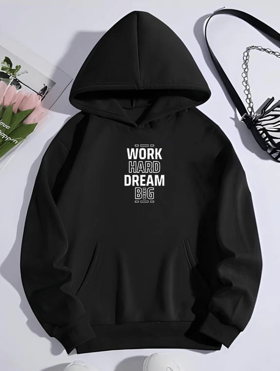 Kışlık Üç İplik Kapüşonlu SweatShirt - Siyah