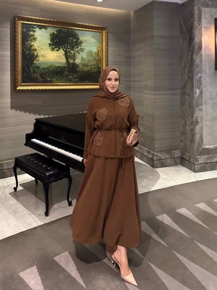 Elisa Gül Etek Takım | Kahve