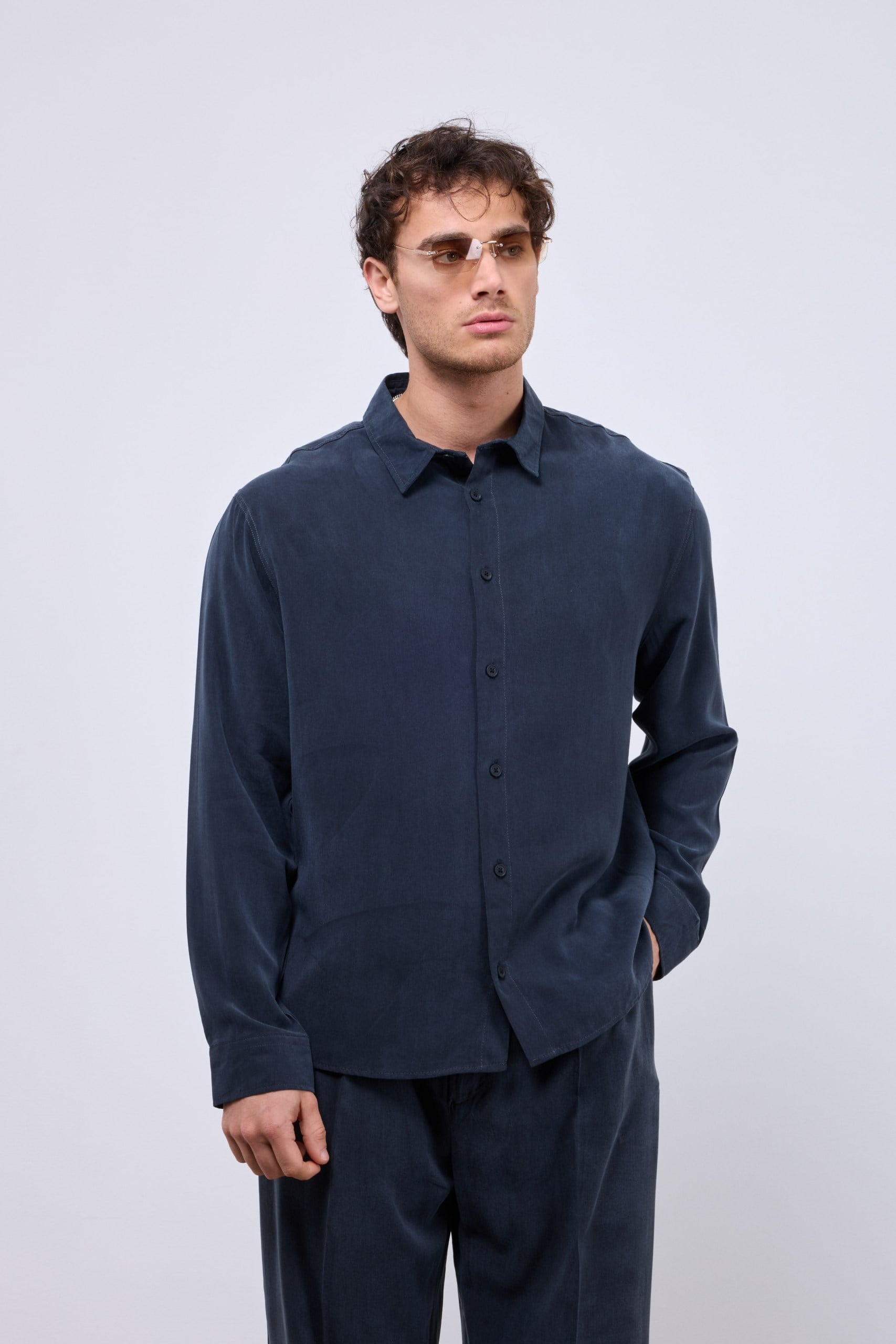 %100 Tensel Oversize Yıkamalı Gömlek