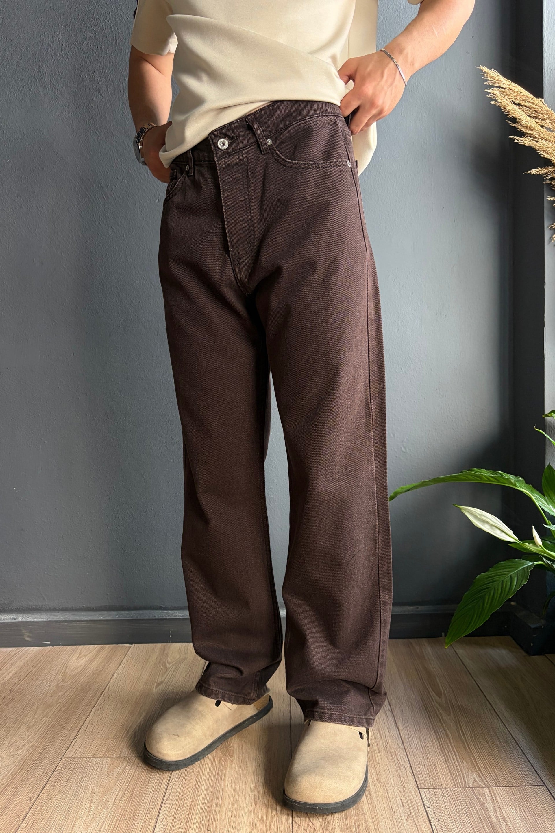 Acı Kahve Baggy Jean Pantolon