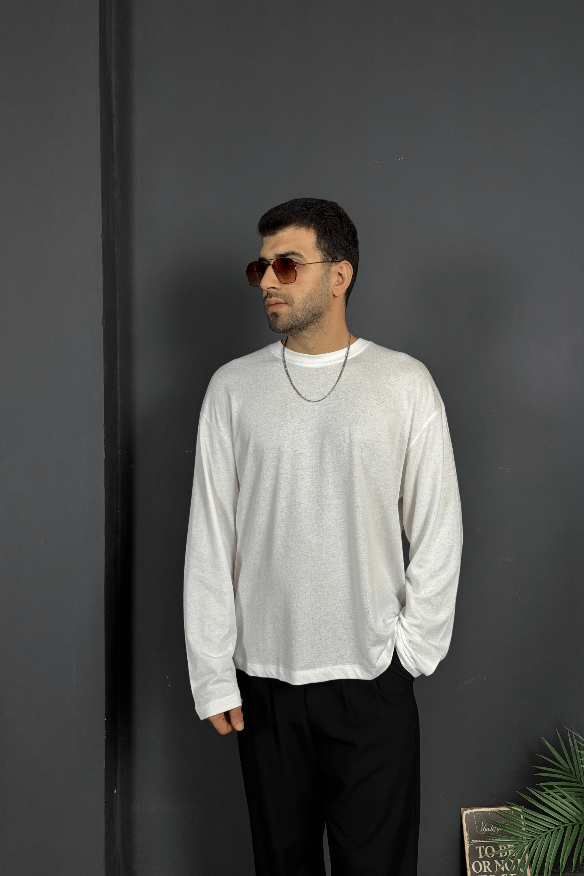 Beyaz Modal Jakarlı Sweat