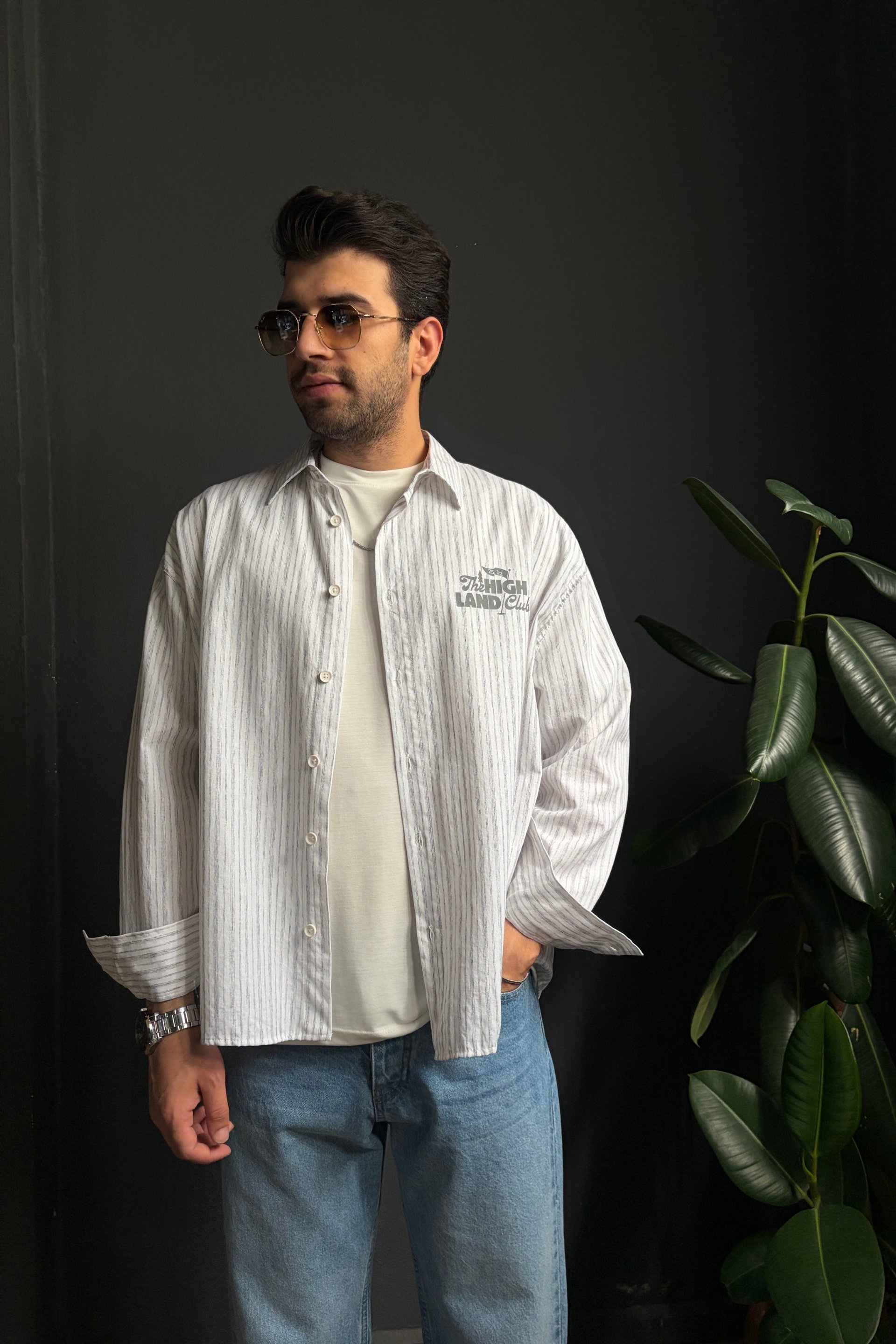 Gri The Nıgh Land Club Oversize Tasarım Gömlek