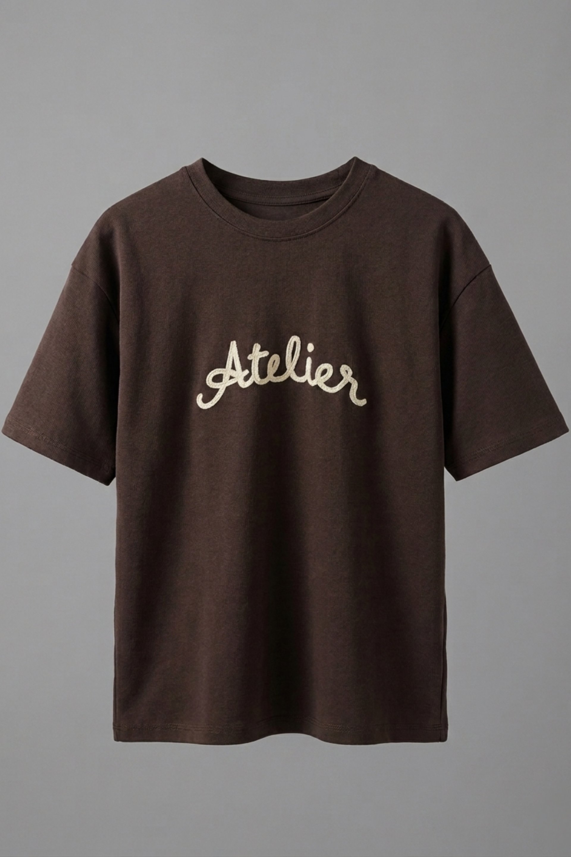 Kahverengi Atelier Nakışlı Tişört