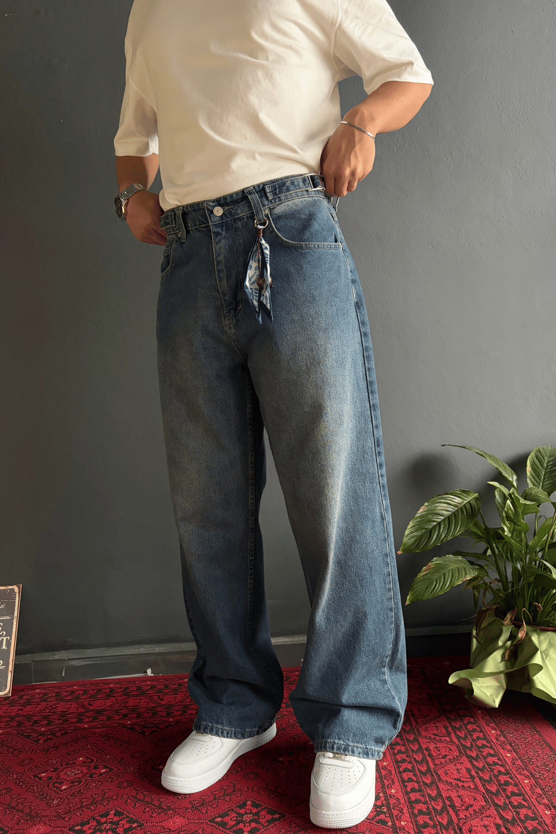 Mid Blue Wide Leg Jean 