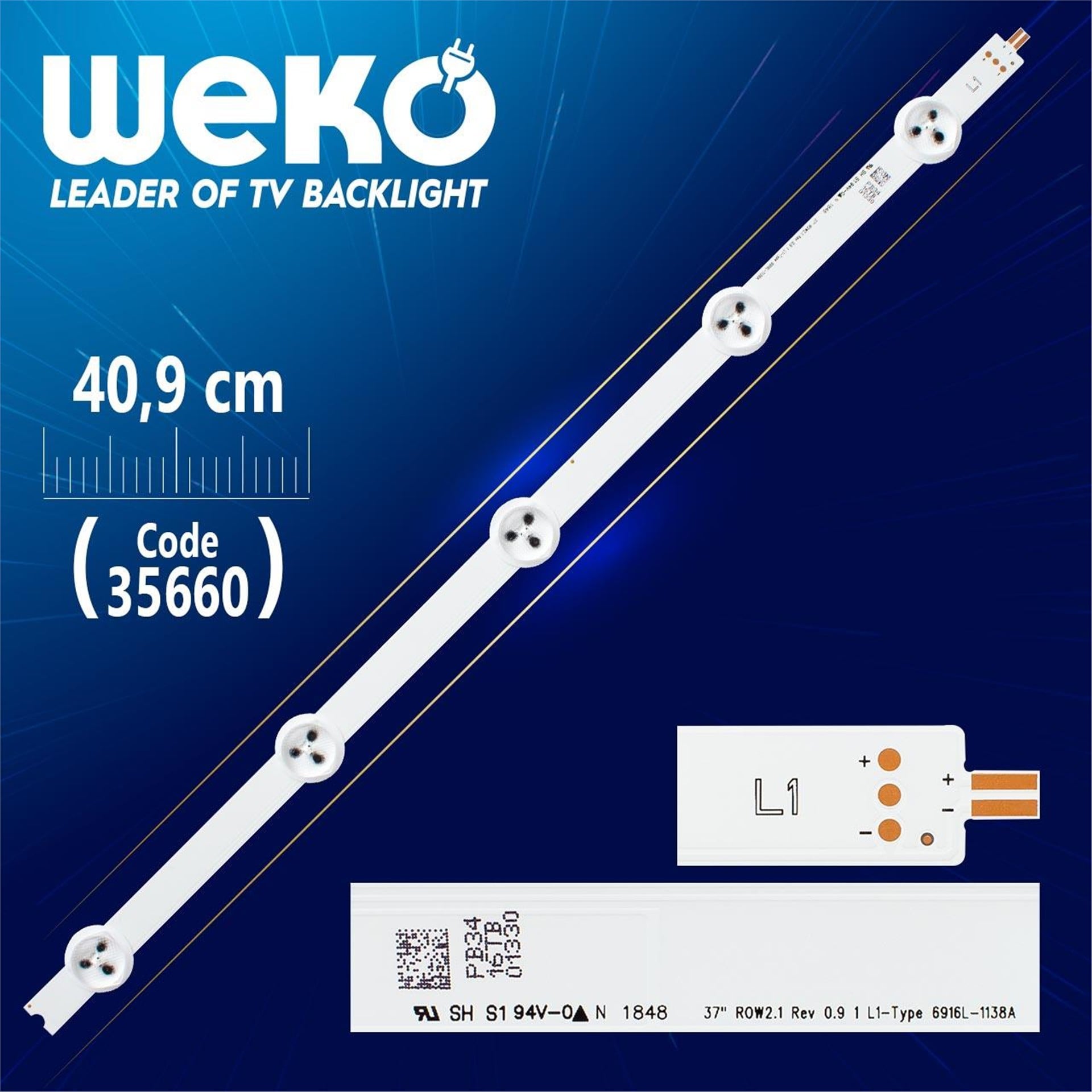 Weko 37'' ROW2.1 REV 0.9 1 L1-TYPE 6916L-1138A - 40.9 Cm 5 Ledli - WK-1139 Led Tv Bar - Tv Led Bar