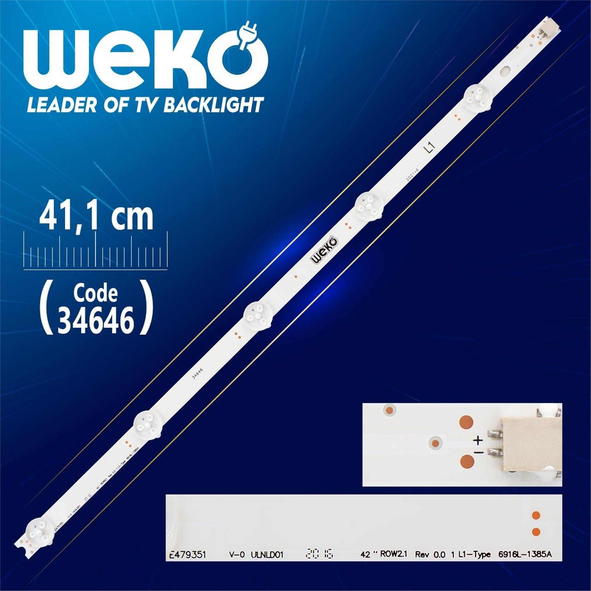 Weko 42 Row2.1 Rev1.0 2 L1-Type  41.2 Cm 5 Ledli - (Wk-069) - LG Led Bar