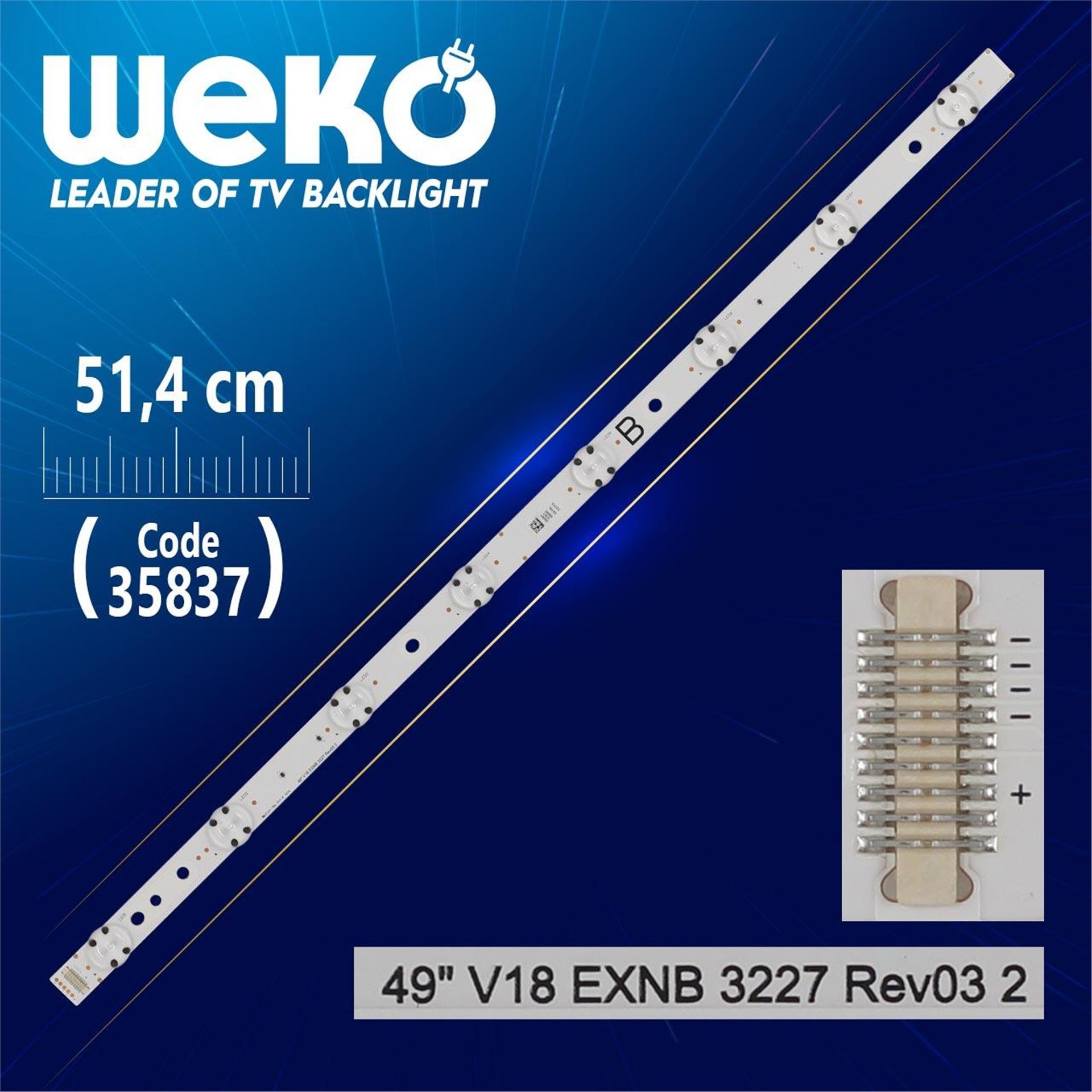 Weko 49'' V18 EXNB 3227 REV03 2 - B - 51.4 Cm - 8 Ledli - (WK-1299) - Tv Led Bar - Tv Led Bar