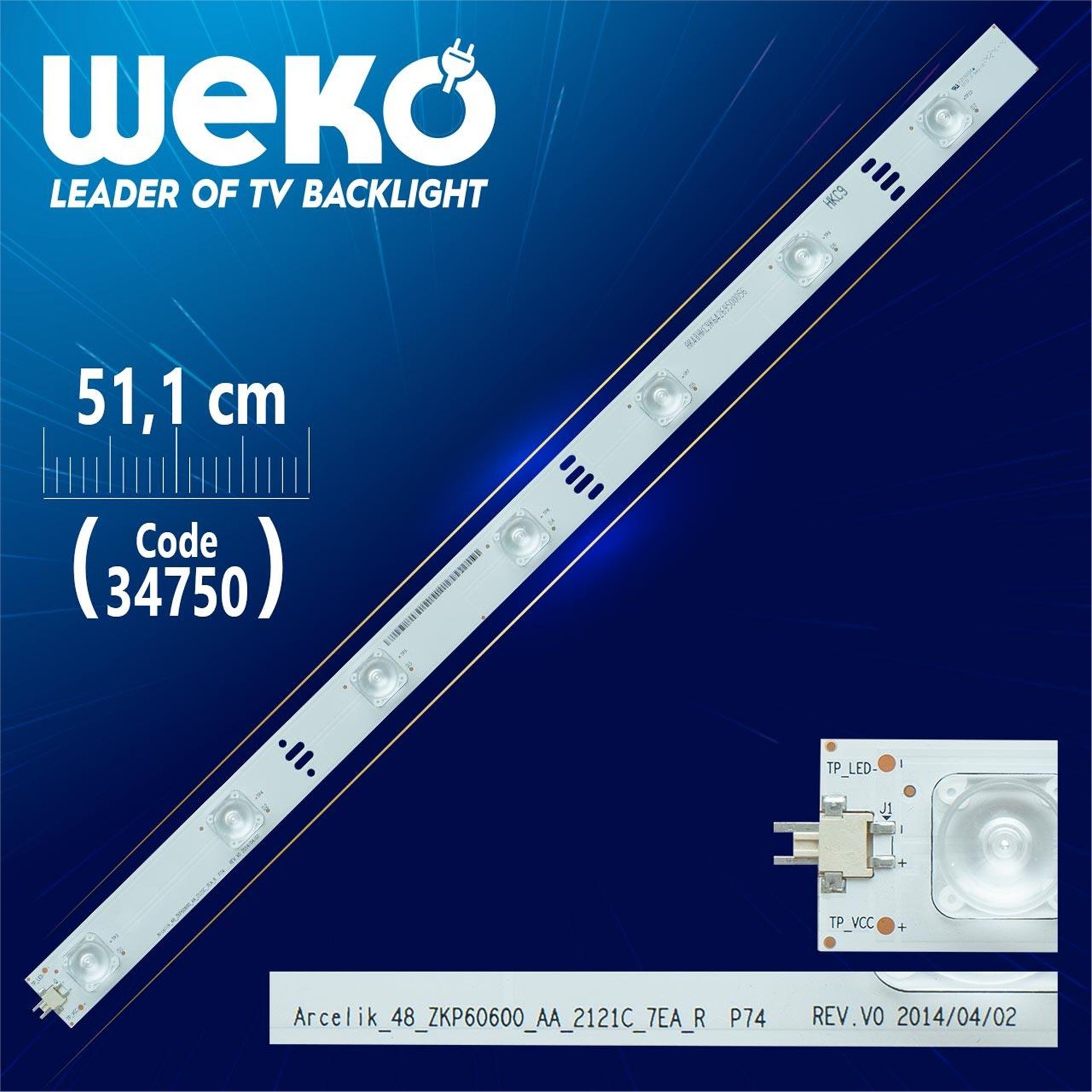 Weko ARCELIK_48_ZKP60600_AA_2121C_7EA_R P74 REV.V0 - 51.1 Cm 7 Ledli - WK-51 Led Tv Bar - Tv Led Bar