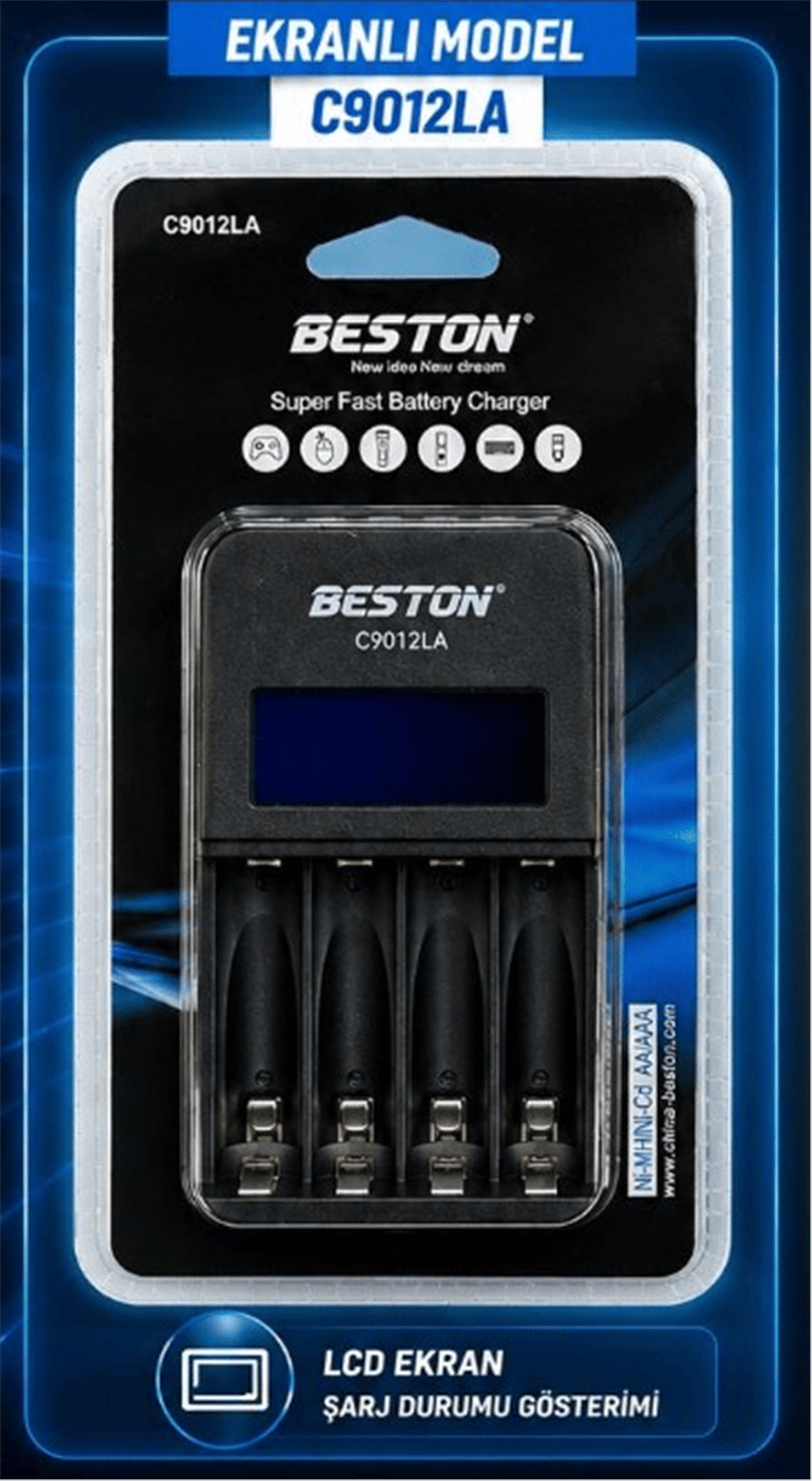 Mert-er Elektronik BESTON C9012LA AA/AAA 4'LÜ EKRANLI PİL ŞARJ CİHAZI - Kategorisiz