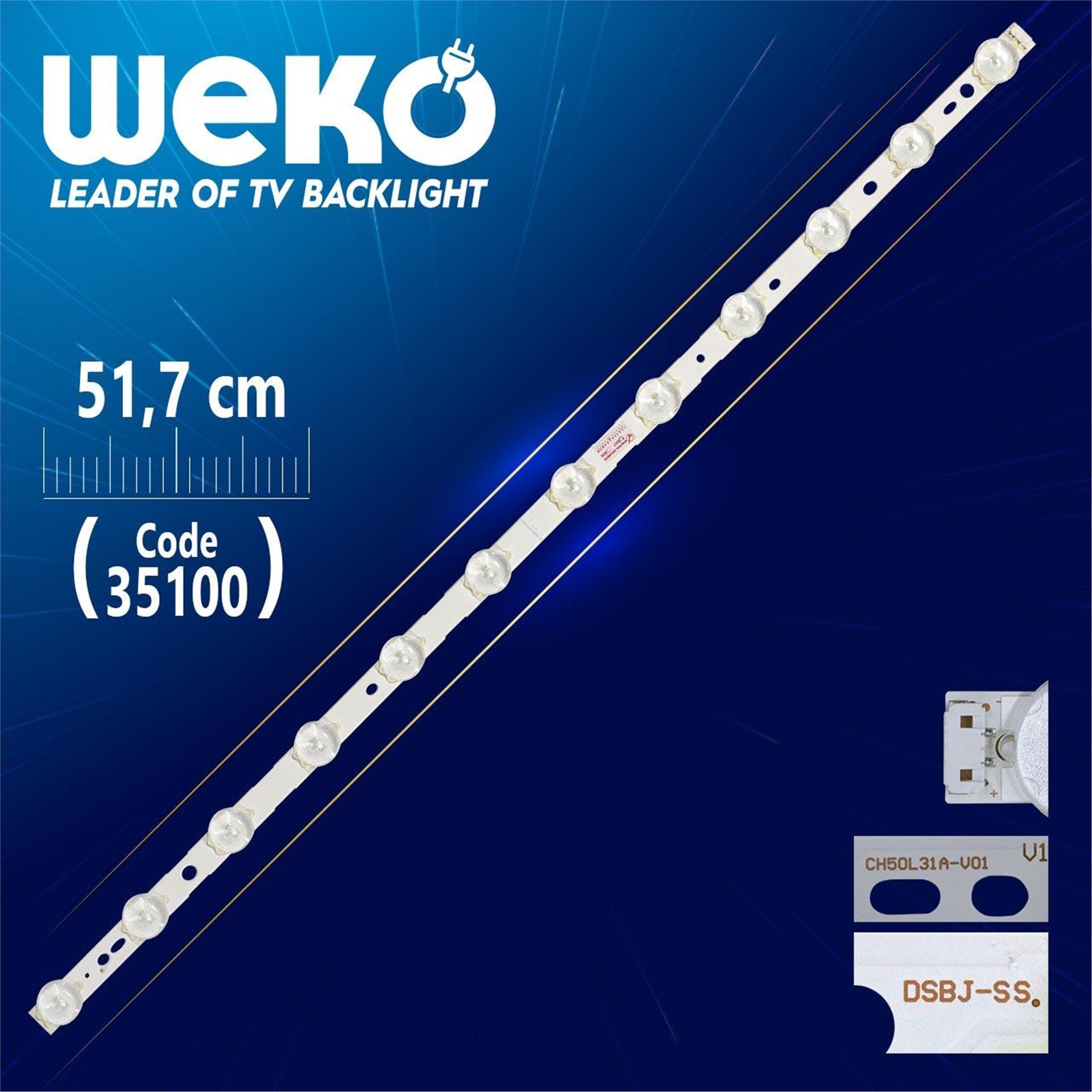 Weko CH50L31A-V01 - DSBJ-SS - 51.7 Cm 12 Ledli - WK-849 Led Tv Bar - Tv Led Bar