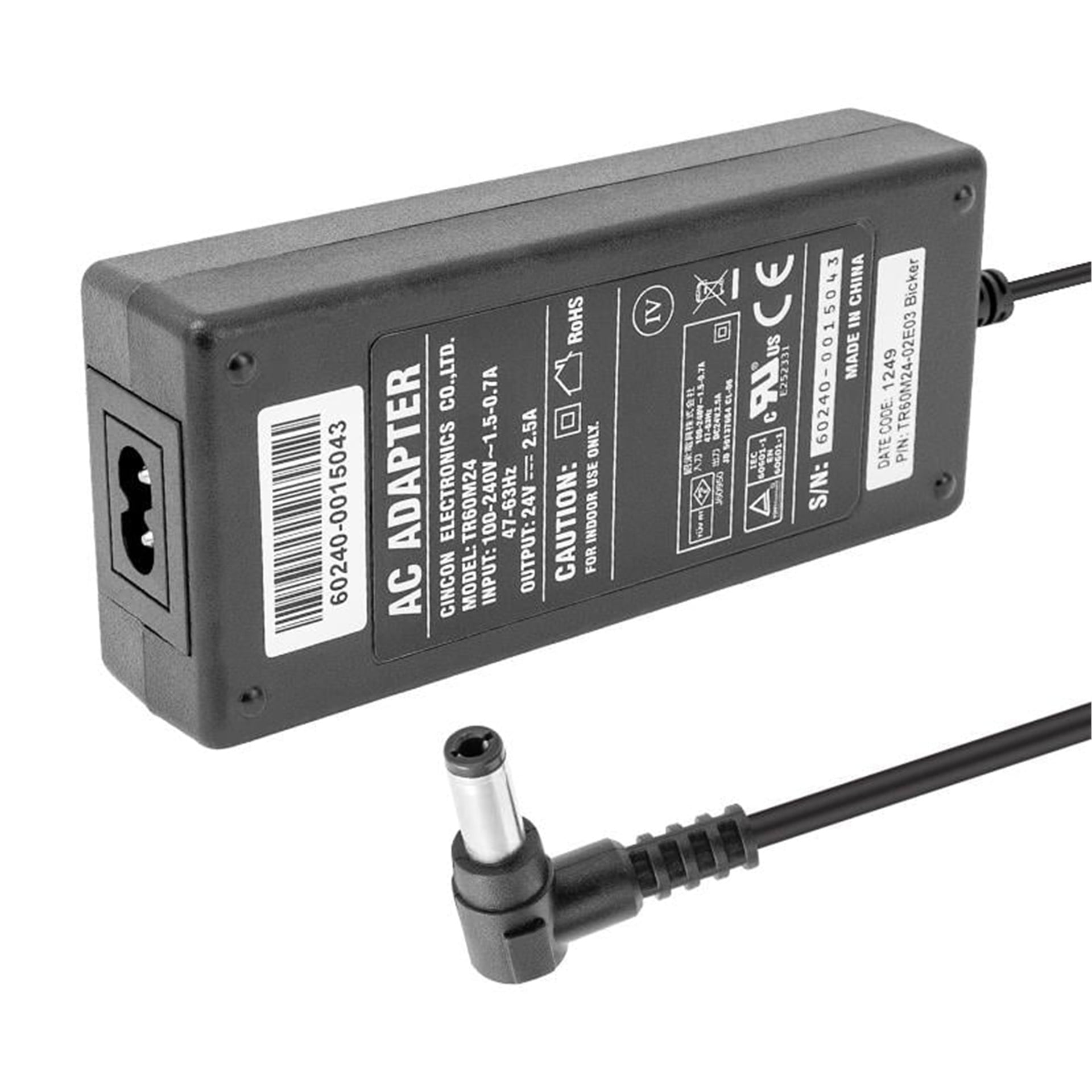 Cincon Cincon TR60M24 24 Volt 2.5 Amper 60 Watt Plastik Kasa Masaüstü Adaptör (5.5*2.5 L Uçlu) - Laptop Adaptörleri