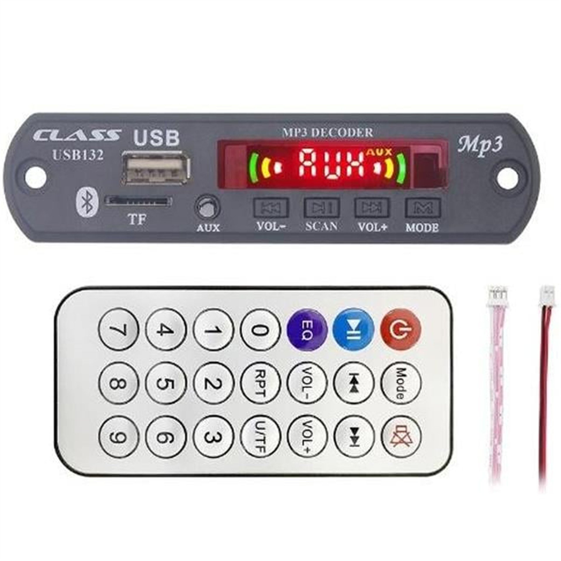 Class Class USB-SD-Mic-Aux-Bluetooth Destekli Kumanda Ekranlı-Anfili Oto Teyp Çevirici Dijital Player Board USB-132 - Oto Aksesuarları