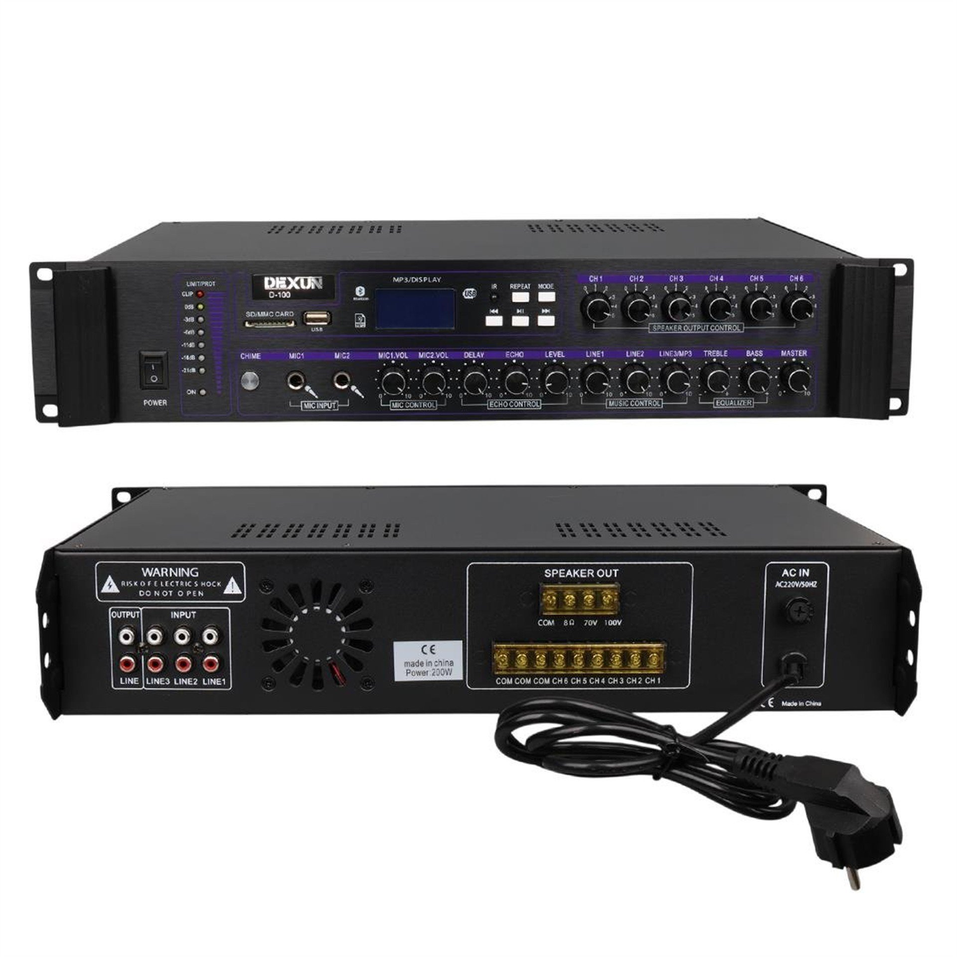 Dexun Dexun D-100 60W USB-SD Girişli 100V Hat Trafolu Anfi - Seslendirme Amfileri