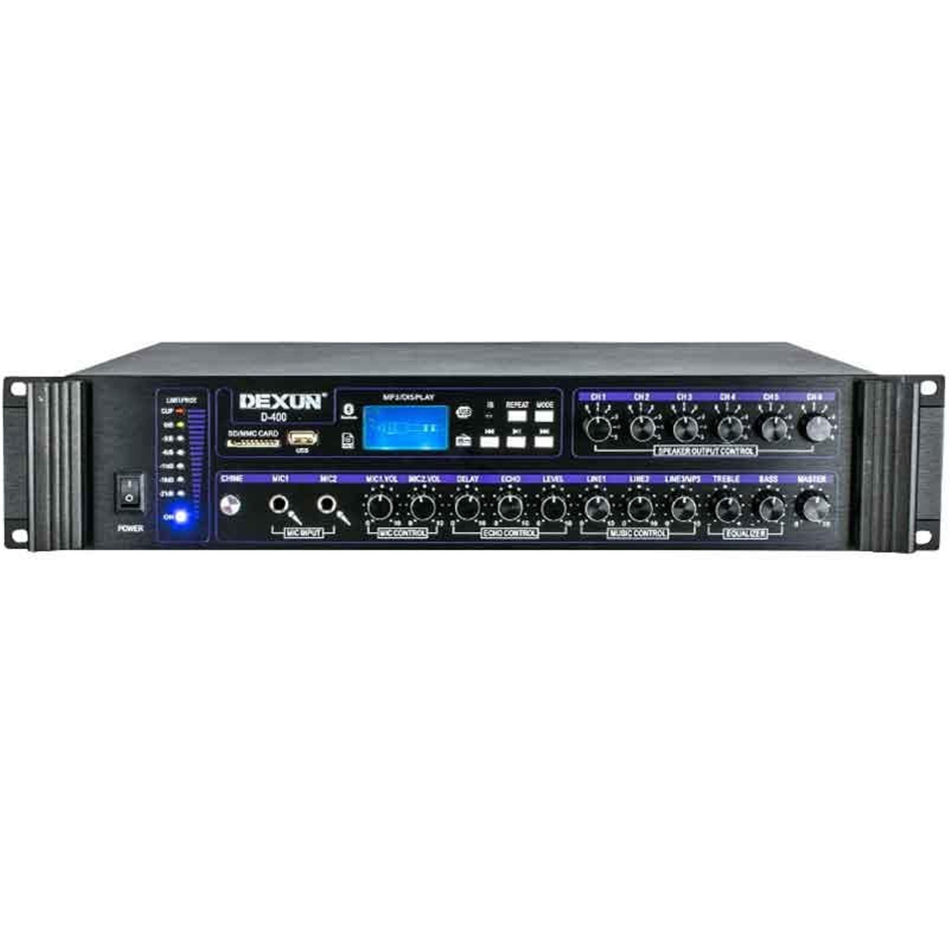 Dexun Dexun D-400 500 W USB-SD-BT 4-16 Ohm 6 Bölgeli 2 Mik. 3 Aux Giriş Trafolu Mixer Anfi - Seslendirme Amfileri