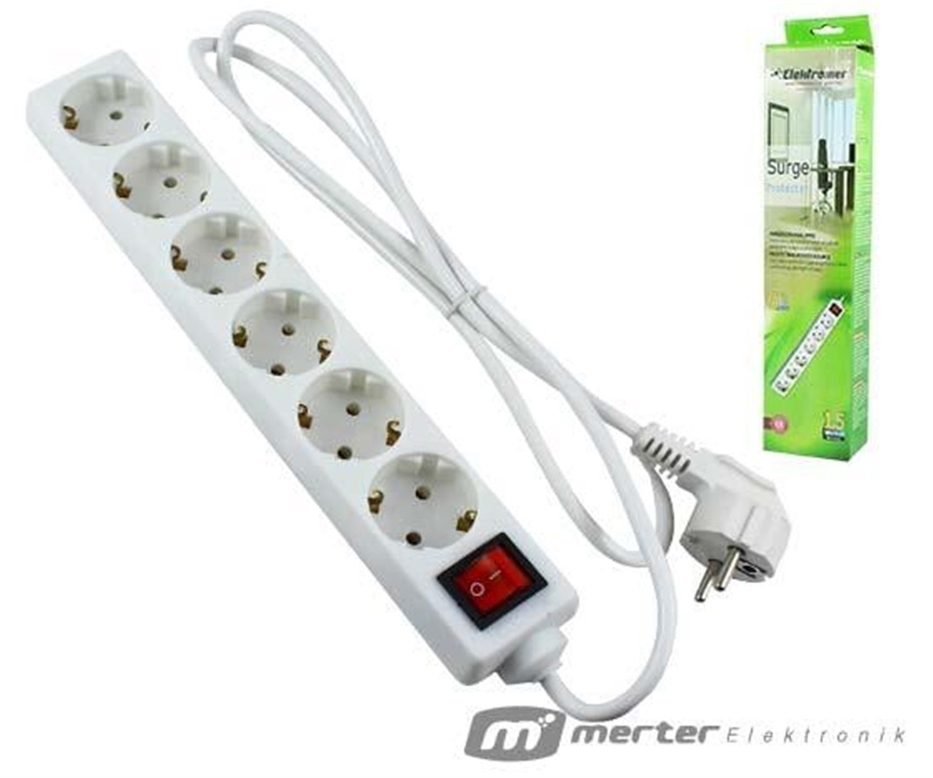 Elektromer Elektromer Elt-615 6Lı 1.5 Metre Kablolu Anahtarlı Akım Korumalı Grup Priz - Grup Prizler