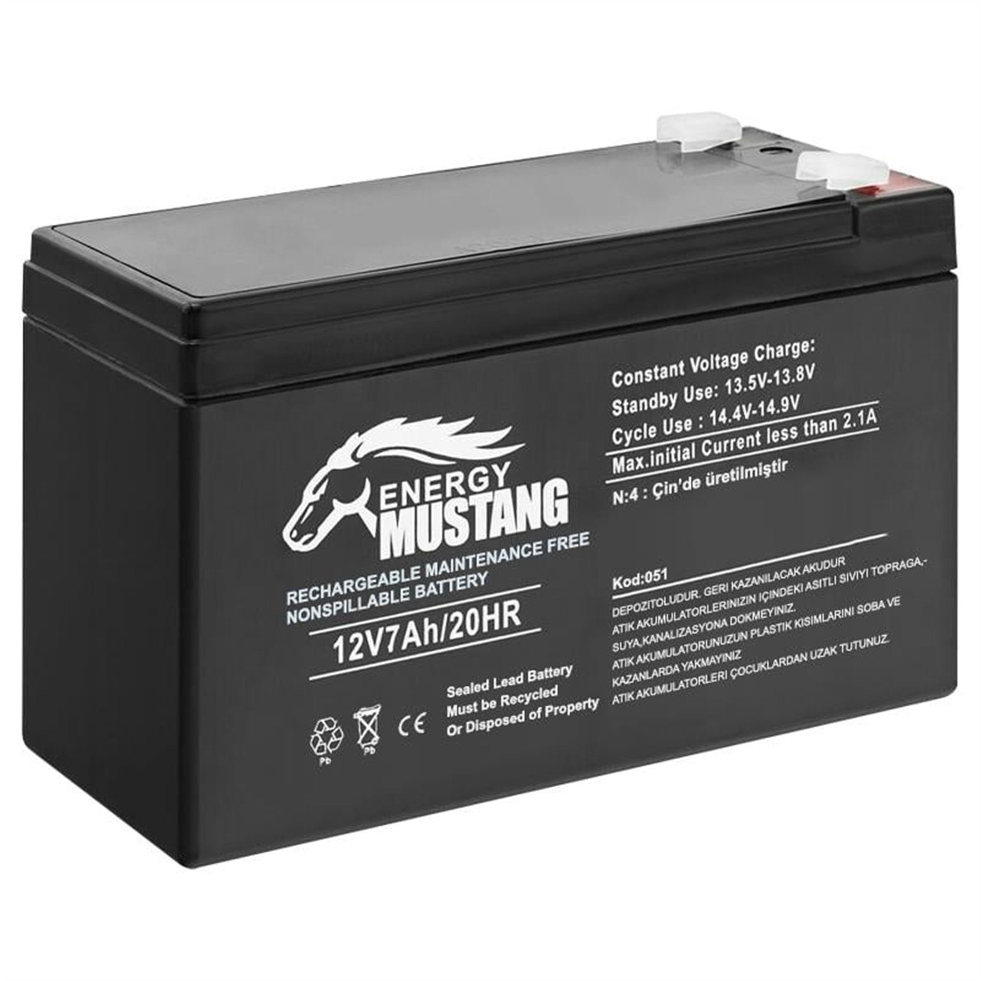 Mustang Energy Mustang 12 Volt 7 Amper Akü - Kuru Akü