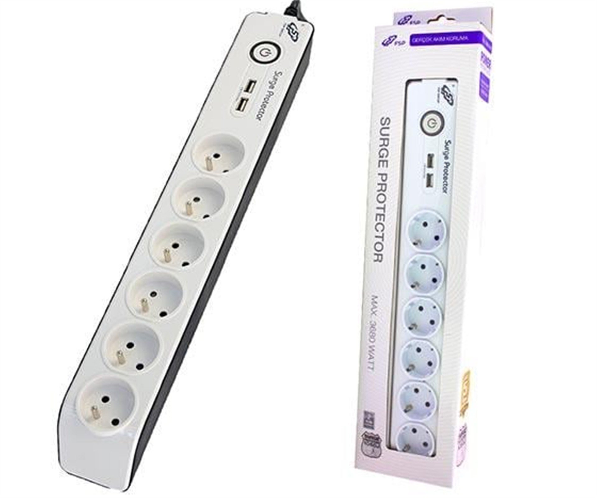 FSP Fsp SP-FR3G2U01 6'lı 1.7 Mt. Akım Korumalı Çift Usb'li Priz - Akım Korumalı Prizler
