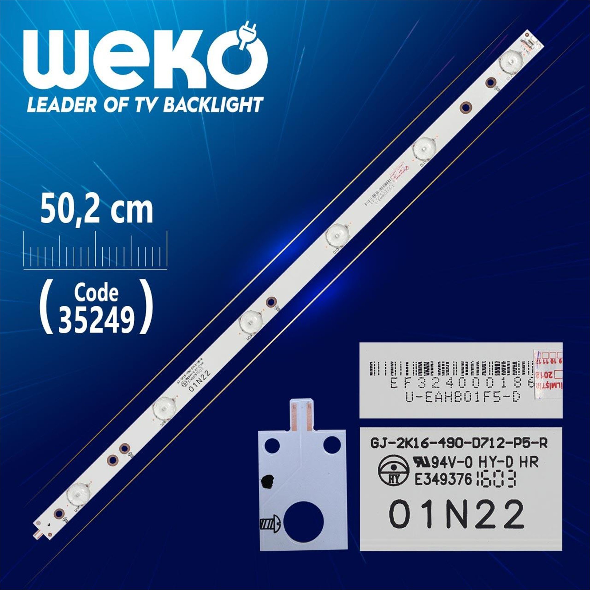 Weko GJ-2K16-490-D712-P5-R - 01N22 - (50.2 Cm) -  6 Ledli - (WK-906) - Tv Led Bar - Tv Led Bar