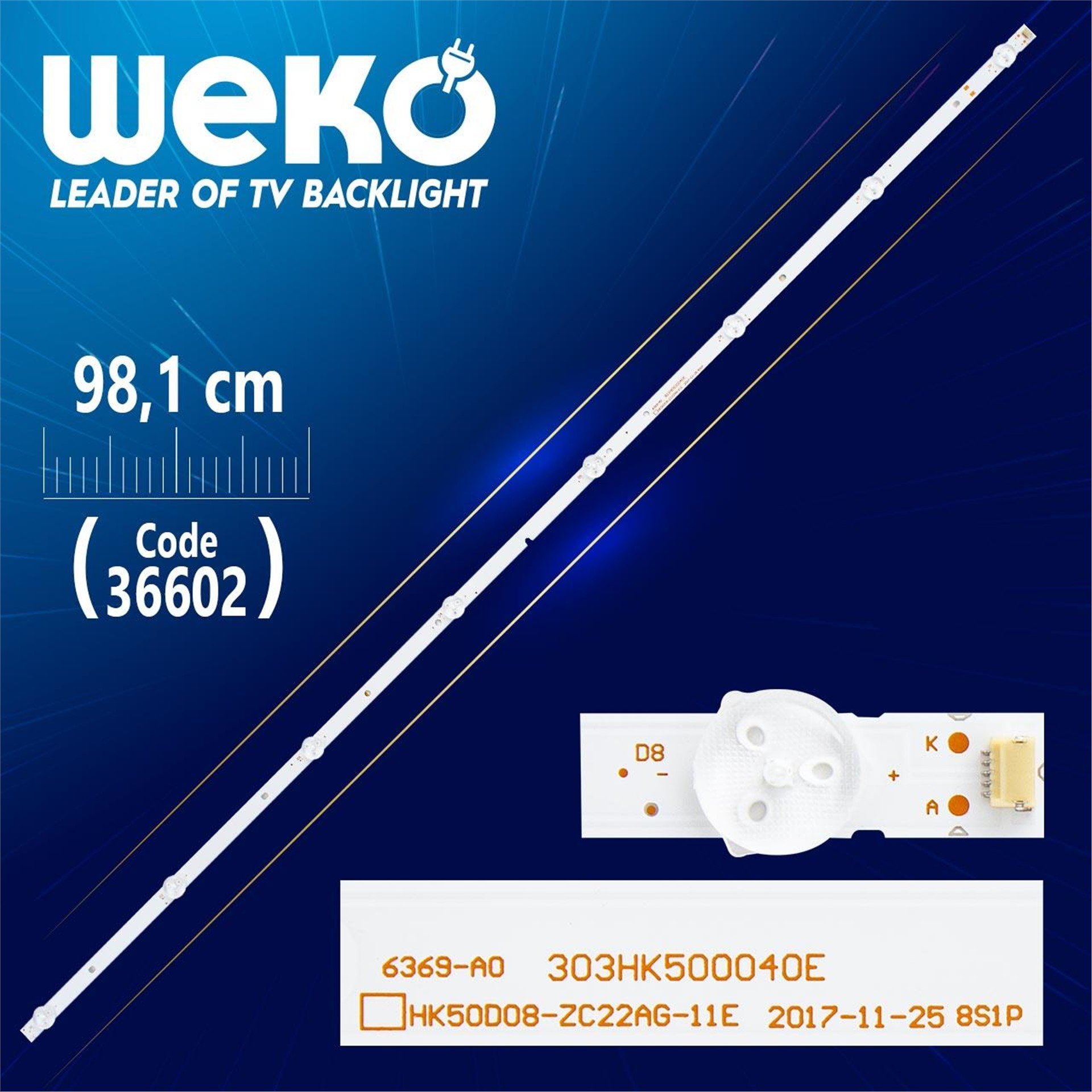 Weko HK50D08-ZC22AG-11 06 - 50F6 - 4X8 - 3030 - 0D35 303HK500040 (8 LEDLİ) 98,1 CM - Tv Led Bar - Tv Led Bar
