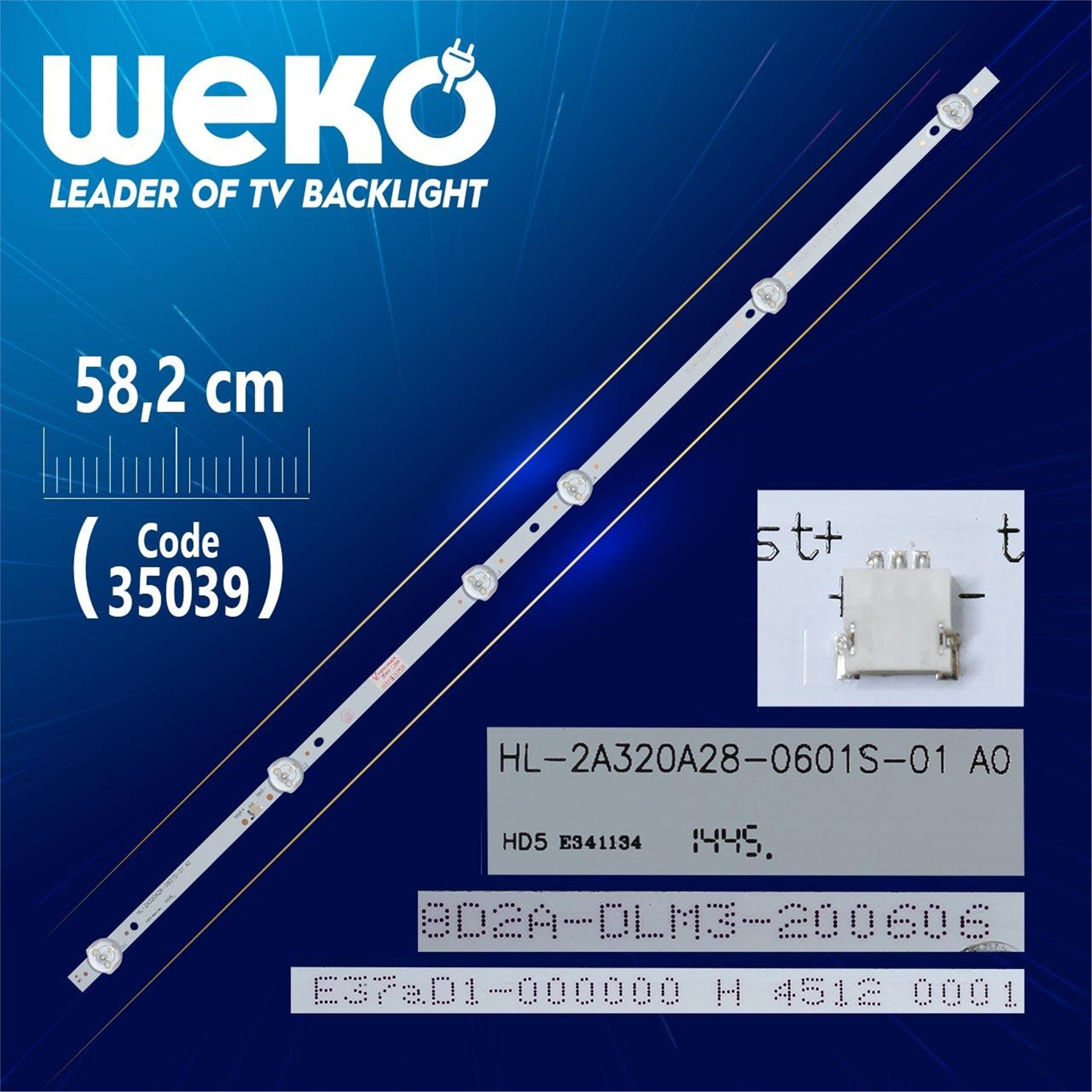 Weko HL - 2A320A28 - 0601S - 01 A0-A1 - 8D2A-320A-280600 - (58.2 CM)   6 LEDLİ - (WK-819)  Tv Led Bar - Tv Led Bar