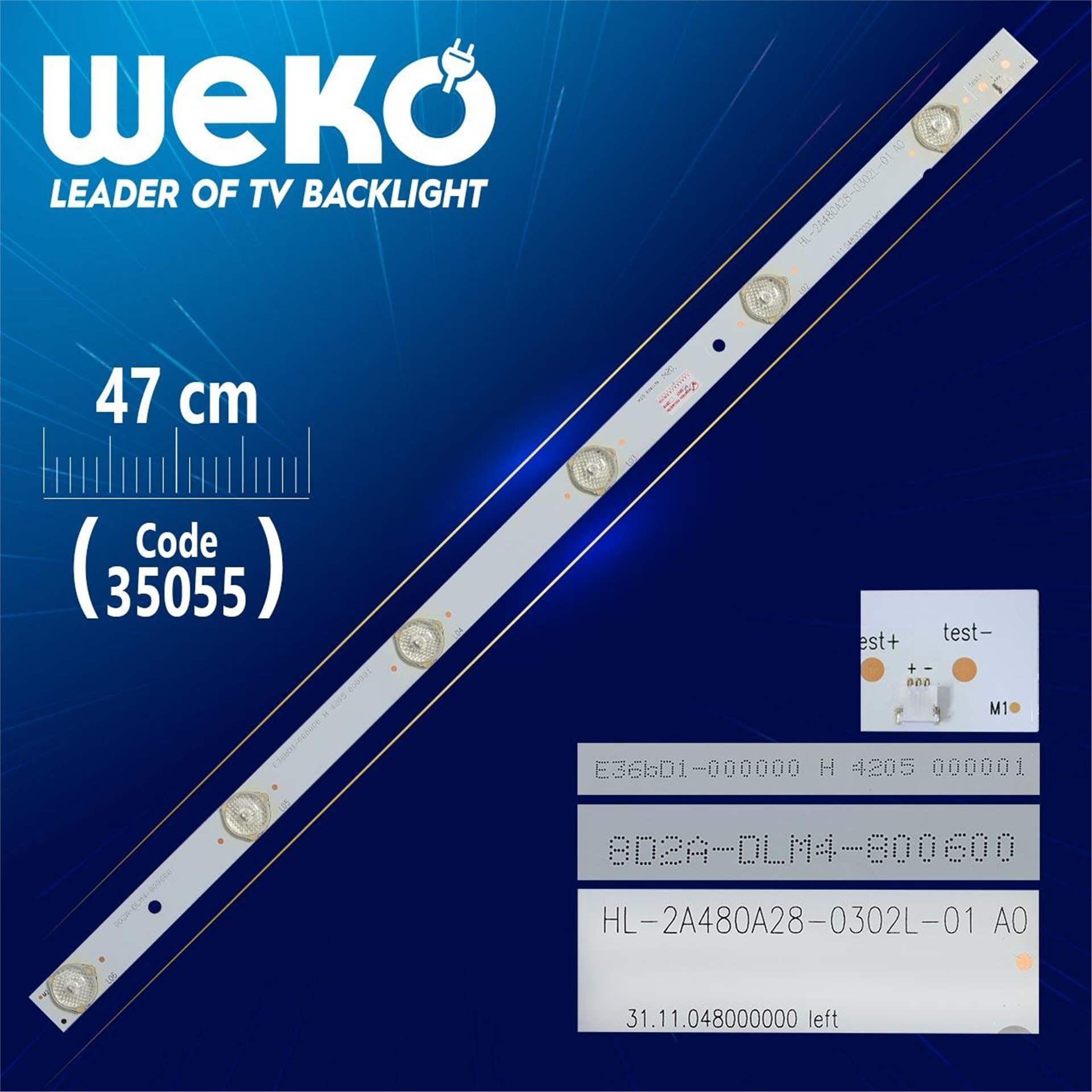 Weko HL-2A480A28-0302L-01 A0 - 8D2A-DLM4-800600 - LEFT - 47 Cm 6 Ledli - WK-827 Led Tv Bar - Tv Led Bar