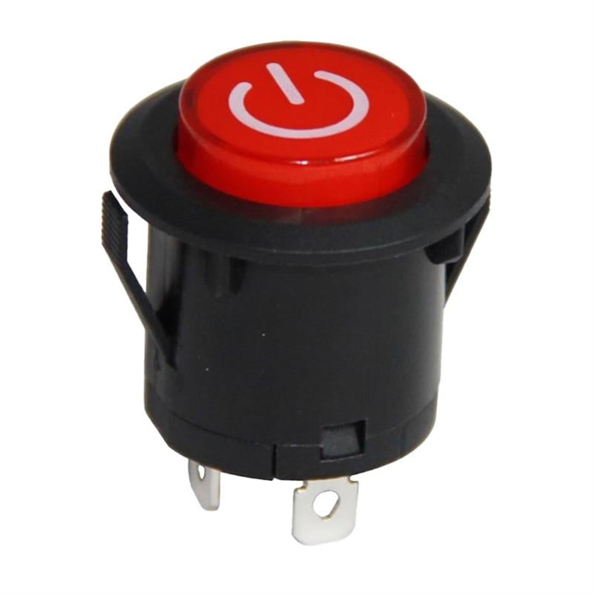 Powermaster IC-180E 26mm Yaylı Rocker Buton Işıklı Power Simgeli - Fiş - Jack - Şase - Buton - Konnektör