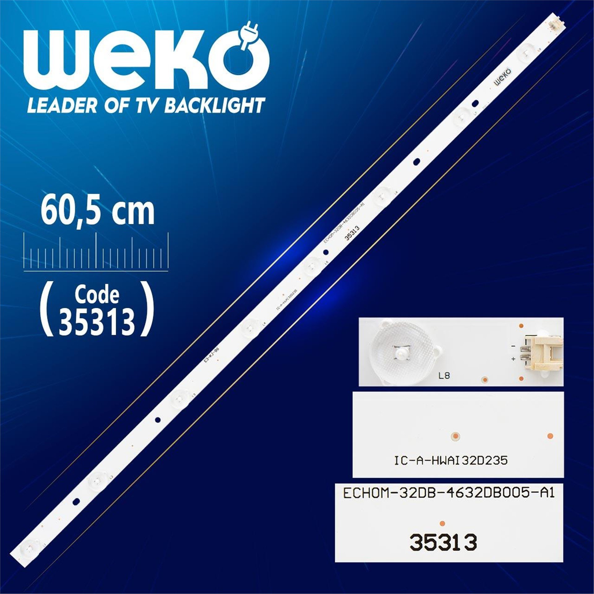 Weko IC-A-HWAI32D235 - ECHOM-32DB-4632DB008-A1 - E3-KL-B6 - 60.5 Cm - WK-313 Led Tv Bar - Tv Led Bar