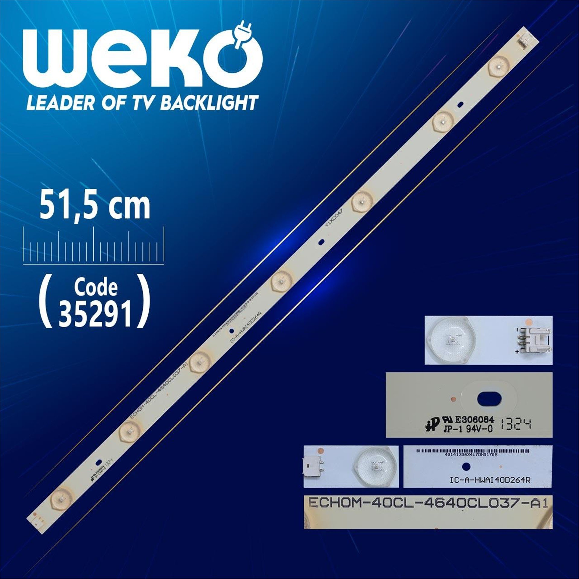 Weko IC-A-HWAI40D264R - ECHOM-40CL-464OCLO37-A1 - 51.5 Cm - (WK-478) Tv Led Bar - Tv Led Bar