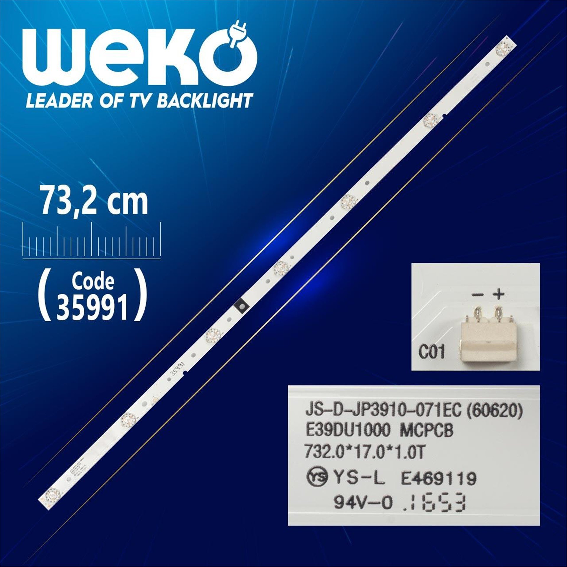 Weko JS - D - JP3910 - 071EC E39D1000 MCPC8 - ( 7 LEDİ ) -- 73.2 CM -- Tv Led Bar - Tv Led Bar