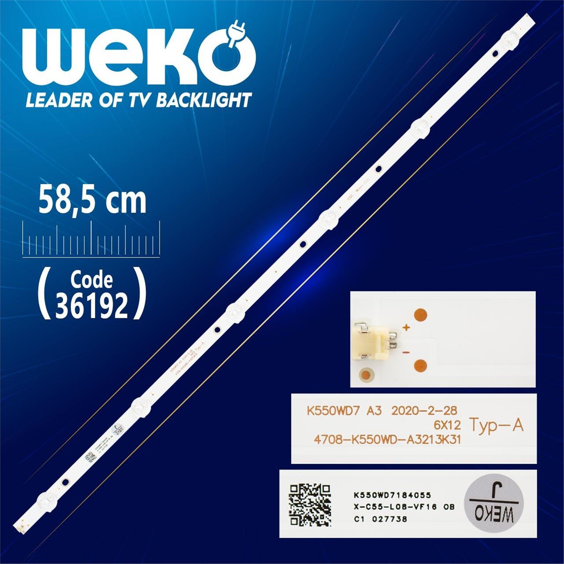Weko K550WD7 A3 4708 - K550WD - A3213K31 6X12 TYP - A 6 Ledli Tv Led Bar - Tv Led Bar