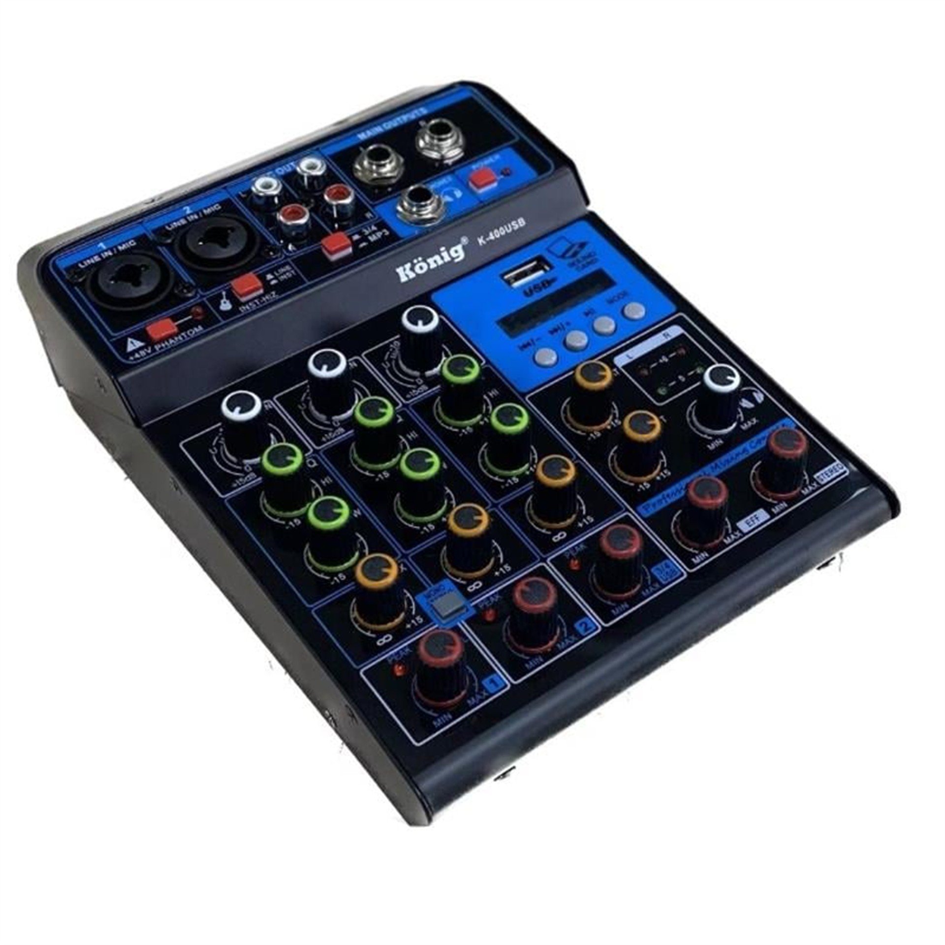 König König K-400 USB Bluetooth Delay Repeat 4 Kanal 48V Phantom Mixer-Konsol - Seslendirme Mixerleri