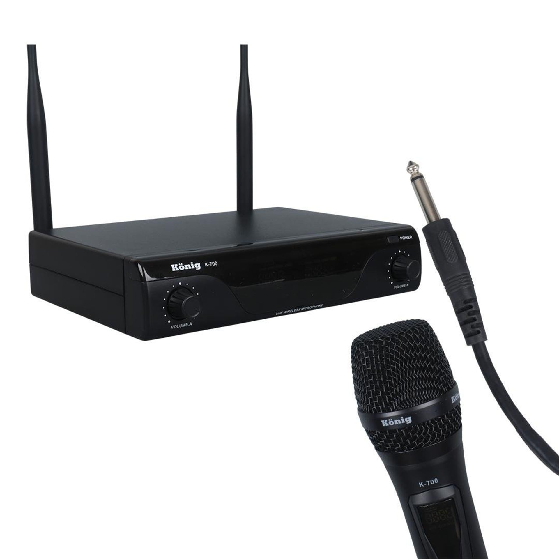 König König K-700 E-E Profesyonel 663-694Mhz 2 El 2 Kanal Uhf 2X50 Kablosuz Telsiz Mikrofon - Kablosuz Mikrofonlar