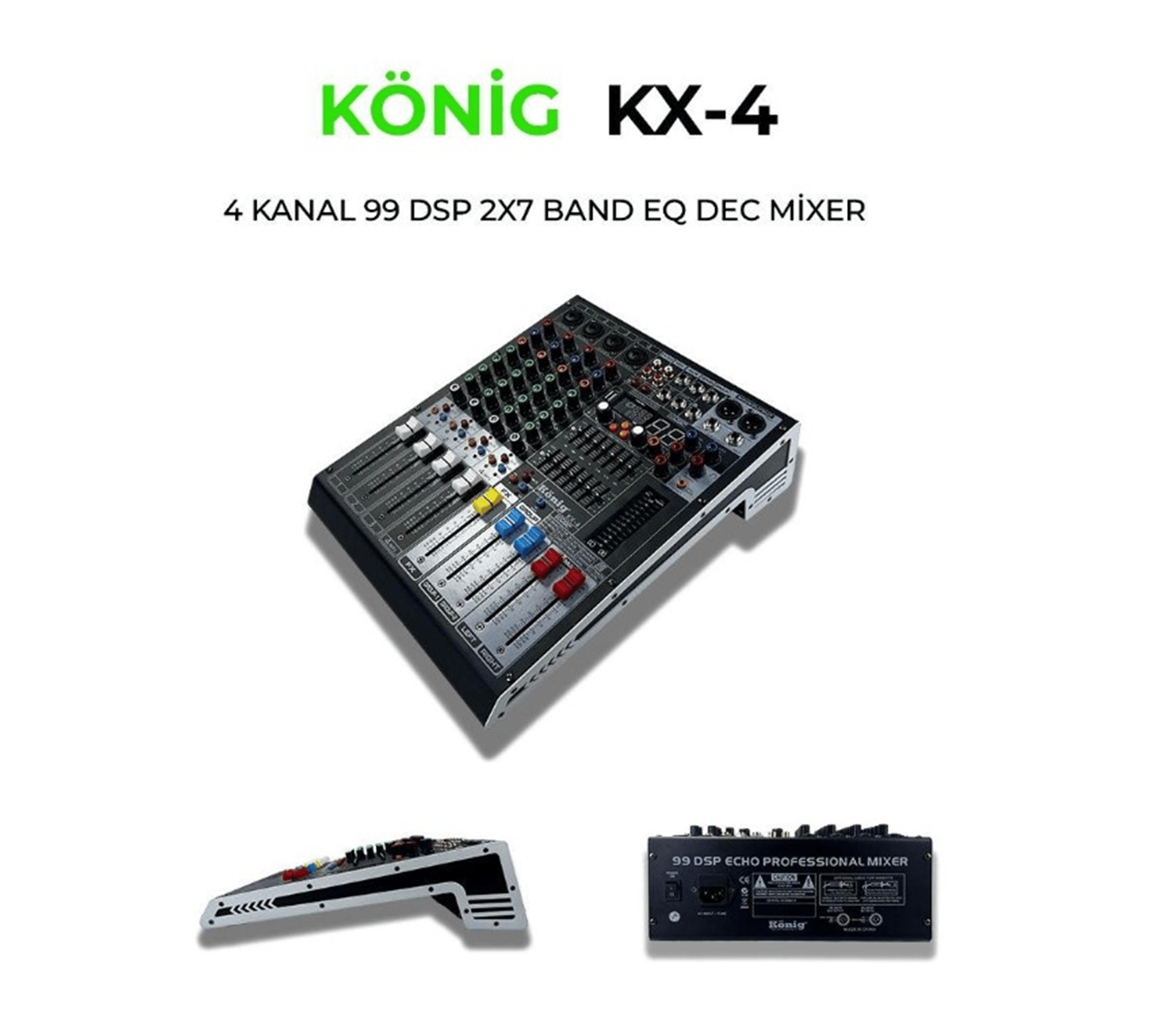 Mert-er Elektronik KÖNİG KX-4 4 KANAL 2 AUX GİRİŞ USB - MP3 - BT DESTEKLİ 9 DSP 2X7 BAND EQ DEC MİXER - Kategorisiz