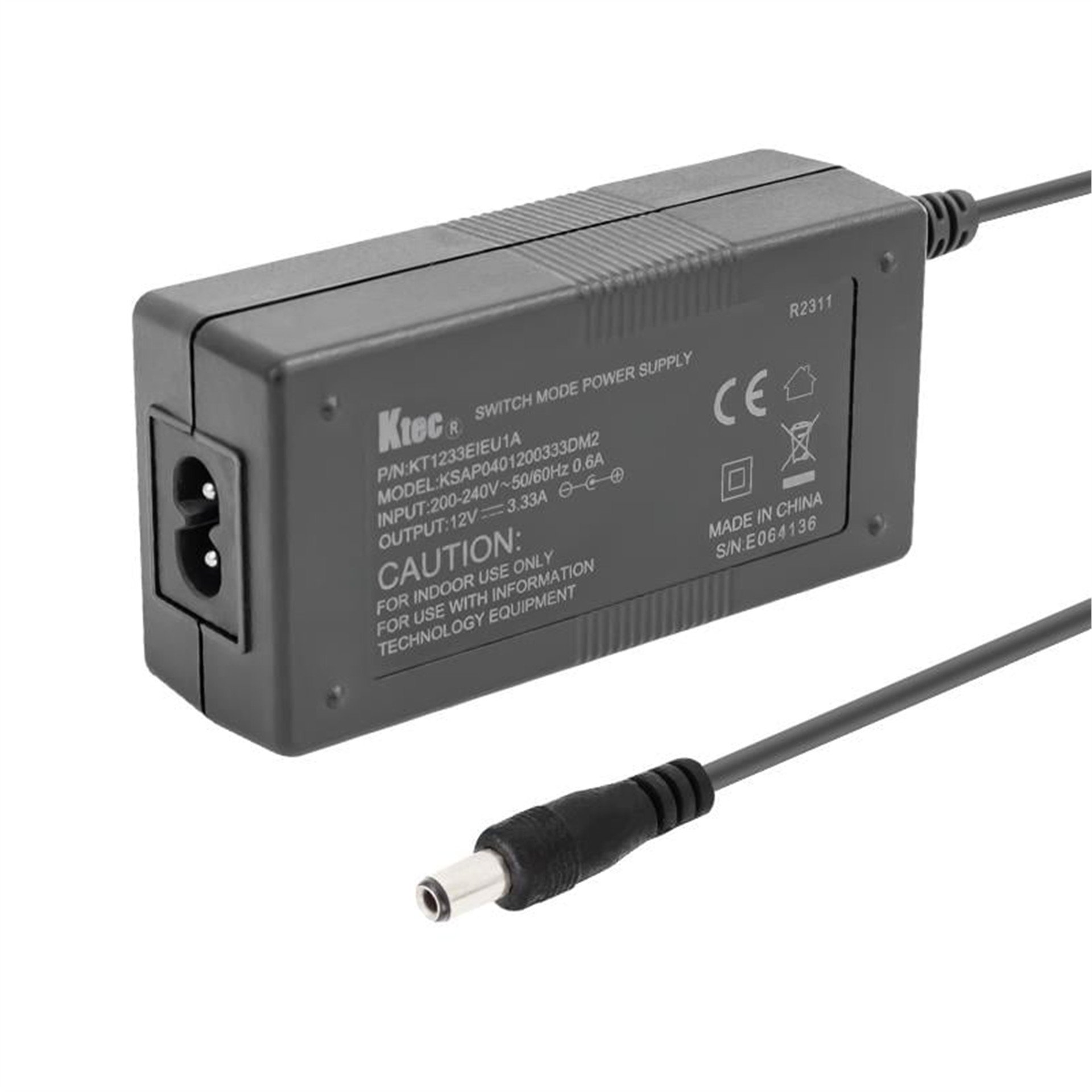 Ktec Ktec 12 Volt 3.33 Amper Plastik Kasa Masaüstü Adaptör (5.5 x 2.5 Uç) - Adaptörler