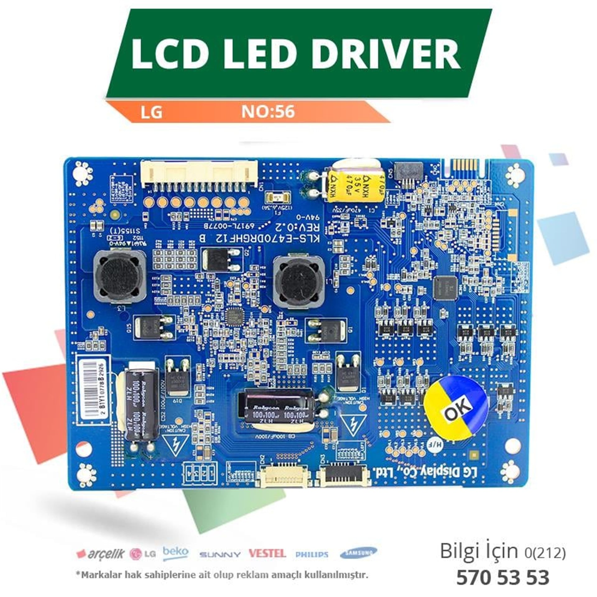 LG Lcd Led Drıver Lg (6917L-0077B,Kls-E470drghf12 B Rev0.2) (Lc470eud Se F2) ) (No:56) - LCD Driver